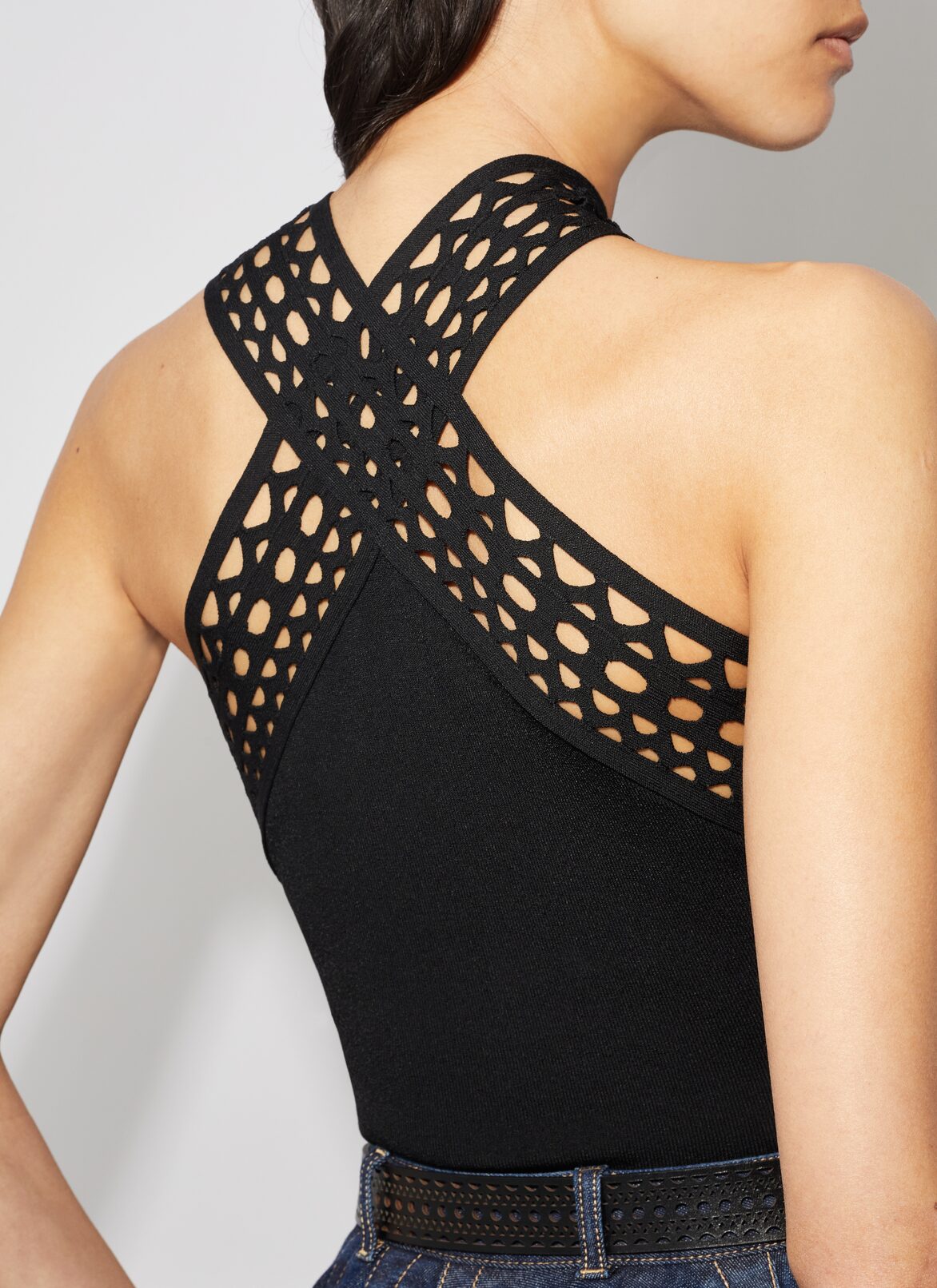 CROSS NECK VIENNE BODY ALAÏA BLACK CROSS NECK VIENNE BODY